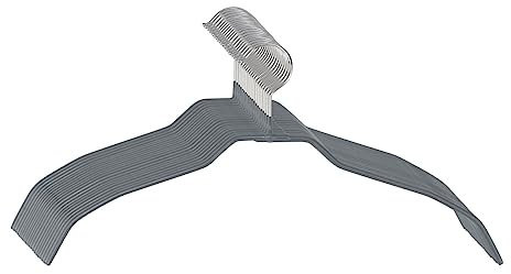 WENKO Alessia Kleiderbügel Metall [20er Set] Platzsparend [Rutschfest & Dünn] für Hemden, Blusen & Kleider, Grau für Garderoben