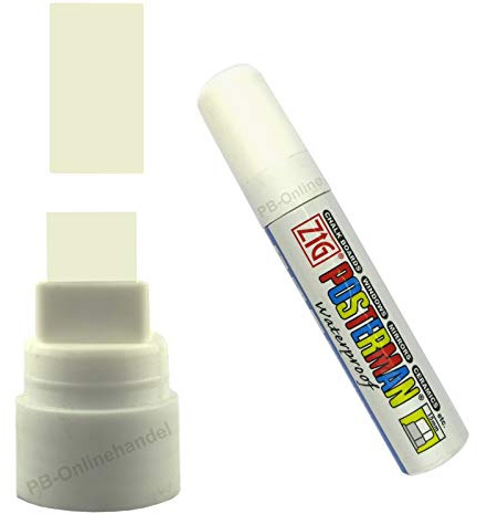 3 Stück PREMIUM Glasschreiber ZIG Posterman PMA-120 wasserfest 15mm (Weiß)