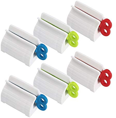 Zahnpastaspender,6 Rolling Tubenquetscher zahnpasta quetscher zahnpasta quetscher für Zahnpasta Sitzhalter Cremesalbe und Pastenhalter Mehrzweck Rot Blau Grün