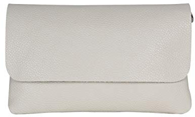 AmbraModa GLX11 - Crossbodytas, Clutch, telefoontas van echt leer met afneembaar en verstelbare schouderriem, passend voor mobiele telefoons en tablets tot 7 inch (Beige)