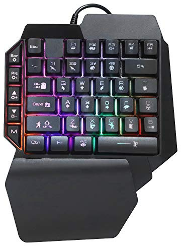 Tastiera RGB per giochi con una sola mano, tastiera meccanica per giochi con cavo da 39 tasti per PC, mini tastiera per giochi con poggiapolsi dal design ergonomico