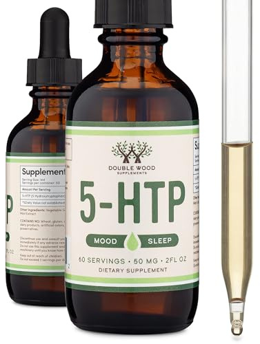 5HTP Liquid Drops - More Absorbable and Effective Than 5 HTP Capsules (60 Servings of 50mg 99%+ 5-HTP) Serotonin Supplement for Mood, Sleep, and Relaxation by Double Wood