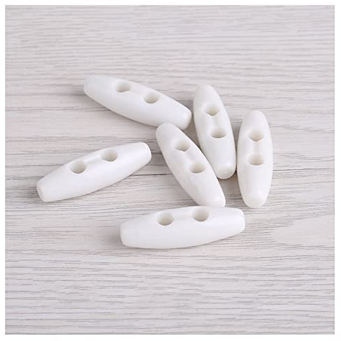 SHTGOI 24Pcs Knebelknöpfe Kunstharzknöpfe Acryl Harz Knöpfe Nähknöpfe mit 2 Löchern Spalten-Doppellochknöpfe für Strickwaren Windjacke Wattierte Jacke Daunenjacke Wollmantel Weiss