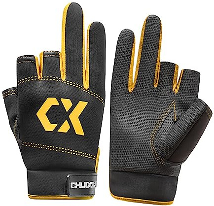 Gants de pêche – 3 mitaines de sport, très résistantes et imperméables pour homme et femme, pour jeu, VTT, cyclisme, chasse, pagayage, voile, antidérapants, jaune