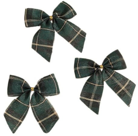 Wambere 10 Stück Schleifen Weihnachtsbaum,Weihnachtsschleife Dekoschleife Glöckchen Weihnachtsbaumschmuck Zierschleifen Dekoration für Christbaumschmuck Hochzeit Geburtstag Weihnachten,Grün