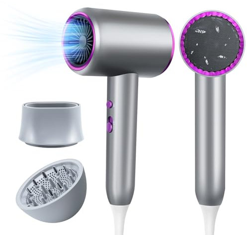 Aischens Secador de Pelo Profesional 2000W, Secador Rápido con 3 Velocidades y 2 Temperaturas (Frío/Calor), Secador Pelo Iónico con 1 Concentrador y Difusor para Salón de Peluquería y Uso Doméstico