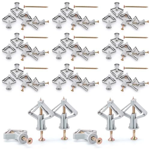 SUJEBKC 50 Ensembles Cheville Placo Cheville A Placo Chevilles Pour Plaques De Plâtre Cheville Pour Creux Pour Plaques De Plâtre Chevilles Avec Vis Pour Murale Plaque De Plâtre