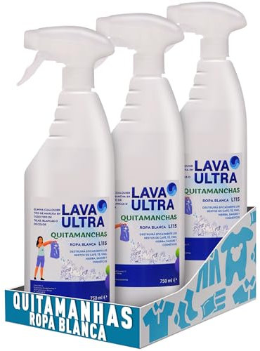 Pack 3 x750 ml. L115 Quita Manchas Spray para Ropa Blanca, Quitamanchas Ropa, Elimina Todo Tipo de Manchas : Vino, Chocolate, Tomate, Grasa, Aceite, Sangre, Maquillaje y más