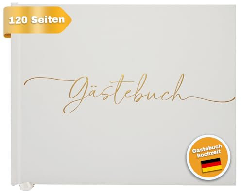 Plantvibes Libro de visitas premium para bodas – 120 páginas de papel de alta calidad, papel grueso, no se rompe, estilo vintage, con título dorado, ideal para bodas, aniversarios, cumpleaños