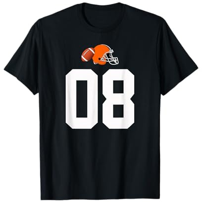 Americano Fútbol Casco Estilo Vintage Número 08 Camiseta