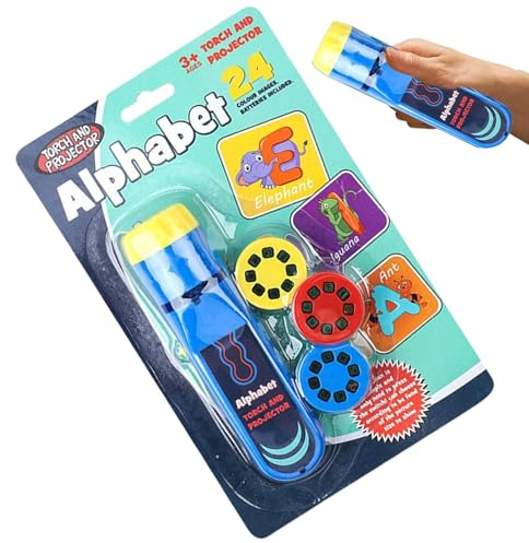 Projecteur avec Lampe De Poche pour | Jouet Portable Éducatif Et Amusant,Projecteur pour Chambre D' - pour Garçons Et Filles Histoires De Nuit Camping Jeux Apprentissage Noël Anniversai