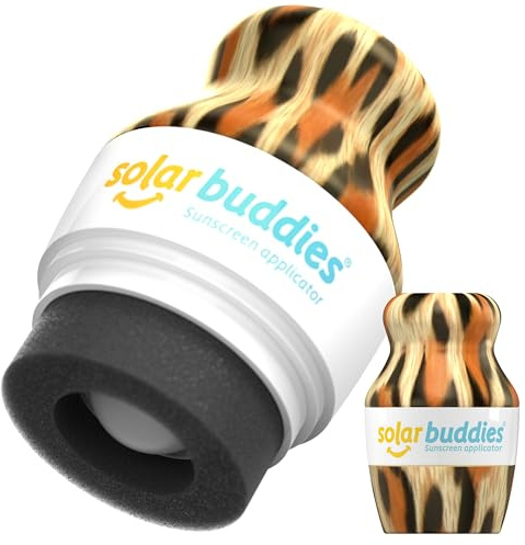 Solar Buddies Solkrämsapplikator – Leopard (Singel) – Påfyllningsbar Roll-On med Svamp för Solkräm & Lotion för Barn, Vuxna & Familj – Rymmer 100 ml – Perfekt för Resor
