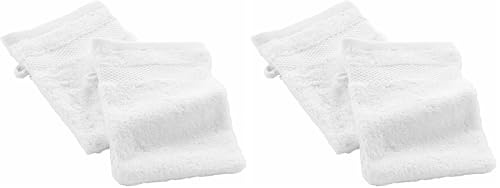 Douceur d'Intérieur Elegance - 2 Guantes de baño (15 x 21 cm) Blancos, 100% algodón Liso (Paquete de 2)