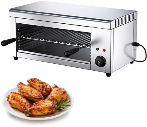 Platsbesparande med Väggmontering, Professionell Salamander 2000 W med 4 justerbara nivåer, 50–300°C och rostfritt stål för kompakt kök