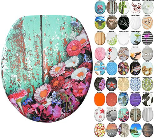 Sanilo Tapa de inodoro con cierre suave, gran selección de atractivos asientos para WC y duradera de madera (Primavera)