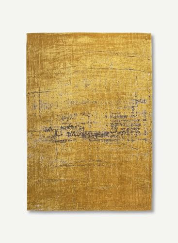 Louis de Poortere Griff Design – MAD Men MODERNER Teppich – Hergestellt in Belgien – Handarbeit – Natürliche Rutschfestigkeit – 85% Baumwolle – 15% Polyester – Liberty Gold – 80 x 150 cm
