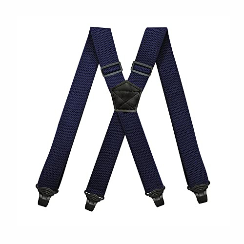 BaronHong Bretelle adatte agli aeroporti, SENZA ronzio, in plastica, 4 clip, 3,8 cm, completamente elastiche, bretelle con patch in pelle per sci, Marina Militare, M