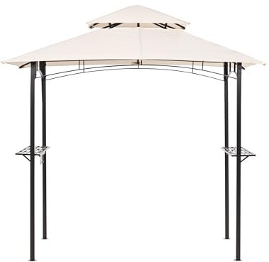 Tonnelle de Jardin Beige en Acier et Polyester 240 x148 cm Pavillon Rectangle Naro