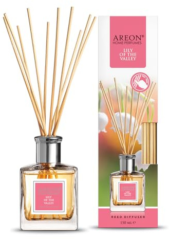 Areon Reed diffuser/Lily of the valley/150 ml, 1 förpackning/parfym för hem eller kontor, långvariga aromer, vass broderisats för diffuser