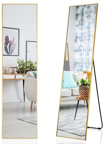 LIFEZEAL Specchio da Parete Lungo, Specchio ingresso Senza Carda Specchiera Rettangolare, 160 x 40 cm per Soggiorno, Camera da letto, Bagno, Moderno ed Elegante (oro)