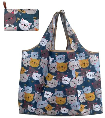 JJiaoLinin Borsa per la Spesa Pieghevole,Sacchetti per la Spesa Riutilizzabili,Shopper Mini Maxi Unisex,Leggera,ad Asciugatura Rapida,Antistrappo, per Shopping,Viaggio,58 × 40cm