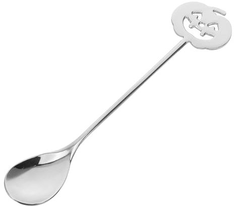 PRETYZOOM Stainless Steel Pumpkin Head Mixing Spoon Halloween Cocktail Stirrer Dessert Coffee Tea Bar Small Ladle for Parties