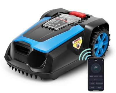 LEADZM Robot Tondeuse de 1200 m2, Tondeuse Robot avec évitement Intelligent des Obstacles, Tondeuse Robot Gazon avec Chargement Automatique, Tondeuse Autonome avec connectivité Bluetooth Wi-FI, 47% d