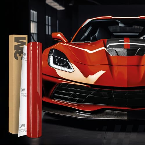3M 2080 Film de wrapping de voiture - 30 x 152 cm - Film autocollant pour voiture, moto, bateau - Film de protection de peinture 3D - Avec canaux d'air pour le wrapping (HG13 Rouge Hot Rod Brillant)