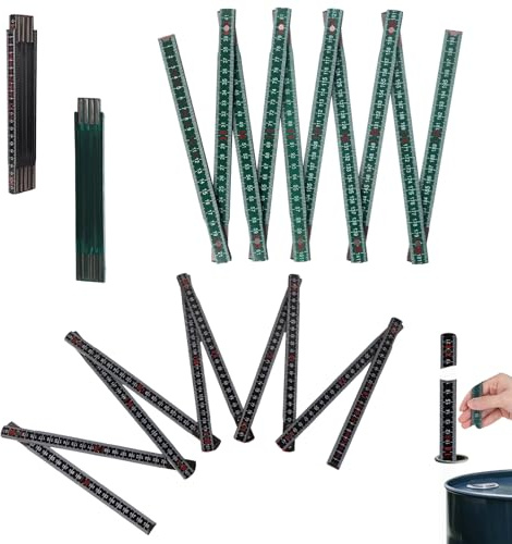 lasuroa 2pcs Portable 10-Fold Oil Tank Measuring Stick, Extends to 78/2m Durable Wooden Folding Fuel Tank Ruler for Checking Accurate Fuel Level (Green, Black)