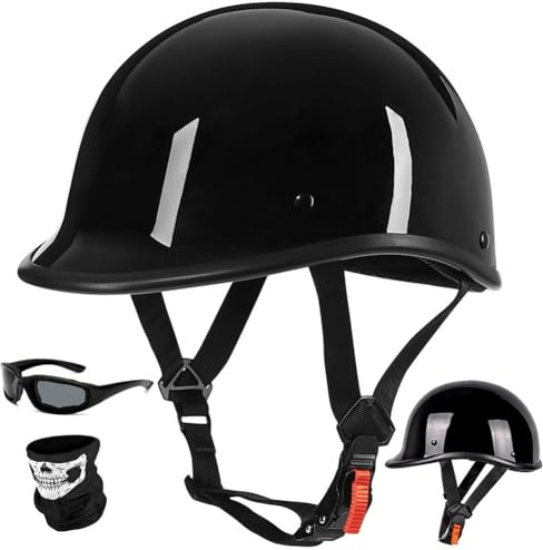 ACLFFSHOP Vintage Motorrad Halbhelme mit ECE, Jethelm Retro, Chopper Helm, Scooter-Helm, Fahrradhelm, mit Schnellverschlussschnallen, für Damen und Herren M~XXL 57~63CM