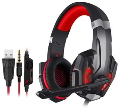 UncleS Cuffie da Gioco G9000 Cuffie Sovrauricolari con Microfono a Cancellazione Rumore E Luce LED Morbide Cuffie Antirumore in Memory Foam Compatibilità Universale.