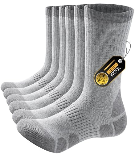 PULIOU Chaussettes en Laine Mérinos Homme Femme, Chaussettes Thermiques Hiver Pour Ski, Randonnée et Cadeau, 3 Paires