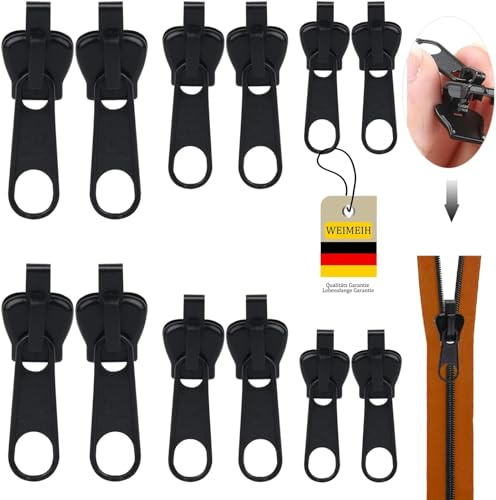Fermeture Eclair, Kit de Réparation Fermeture Éclair, Curseur Détachable Universel 3 Tailles, Remplacement Sans Outil, Durable pour Vestes, Manteaux, Sacs à Dos zipper pull