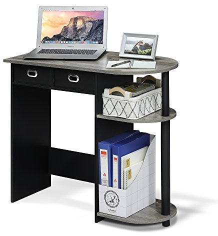 Furinno Go Green Home Laptop Notebook Computer Desk, Study Desk, Writing Desk, French Oak/Black/Black