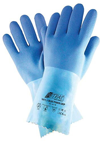 12 Paar Nitras 1611 Blue Power Grip - Chemikalienhandschuhe aus Latex - Gr 10