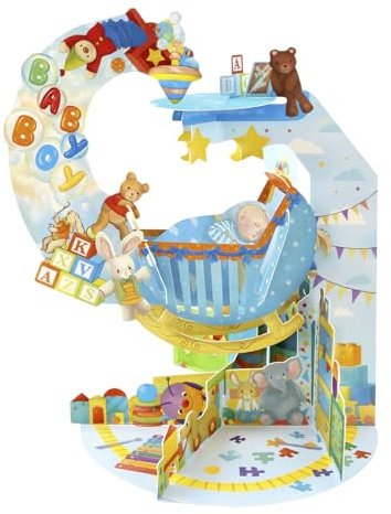 SANTORO Pendule, Carte De Vœux Pop-Up 3D – Bébé Garçon – Pour Nouveau Bébé Garçon, Premier Anniversaire | Cadeaux De Baby Shower Pour Garçon | Carte De Félicitations Pour Bébé