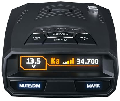 UNIDEN R4 - Rilevatore laser radar a lungo raggio, potenza di rottura, GPS integrato con controllo automatico muto, avvisi vocali, luce rossa e avvisi radar