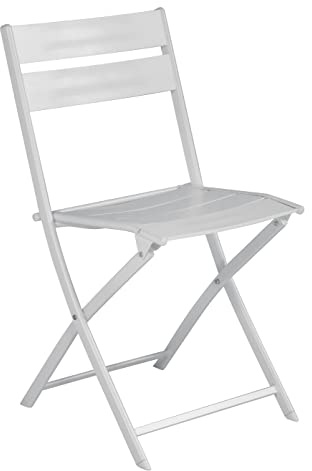 Gruppo Maruccia Set 2 Sedie per Giardino e Spazi Esterni Sedie in Alluminio per Bar e Giardino Pieghevoli a Libro (Bianco)