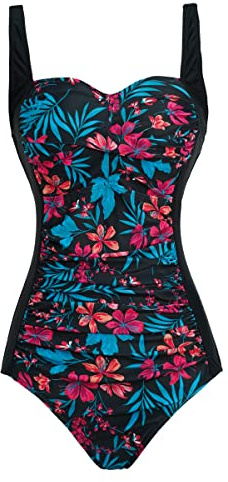 Aidotop Femme Maillot de Bain 1 pièce Ruché Effet Ventre Plat Halter Réglable Élégant Monokini de Sport
