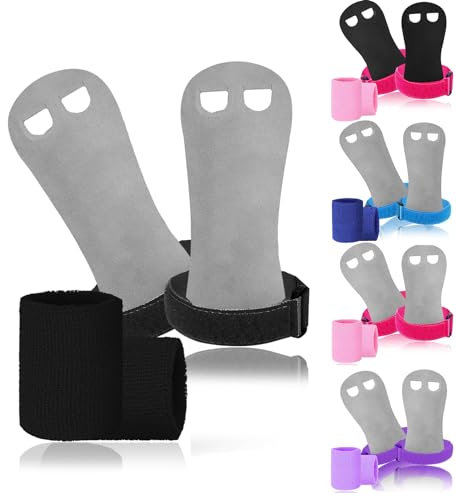 LOVMEAD Sporthandschuhe für Reckhandschuhe Kinder Schützt Hand Handfläche mit Armbändern Paar, Stangengriffe Handflächenschutz Handgelenkstütze für Kettlebells Sport (Schwarz, L)