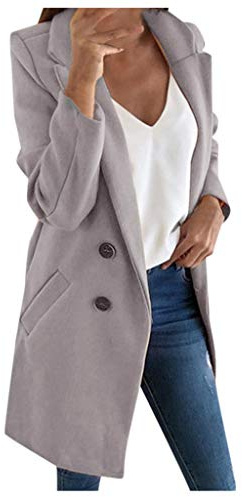 Wolljacke Damen Winter: Blazer Jacke Damen Elegant Cardigan Wollmantel Lang Warm Winterjacke Langarm Trenchcoat Herbt Winter üBergangsjacke-Wollblazer-Wintermantel Revers Blazerjacke Parka Mantel
