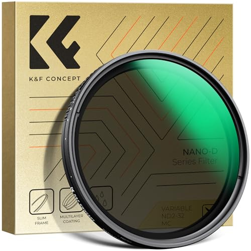 K&F CONCEPT 67mm Variable ND2-32 Filter, 1-5 f-stops ND Lens Filters 24-Layer Coating Waterproof ND2 to ND32 Filter Adjustable Neutral Density (Nano-D Series)