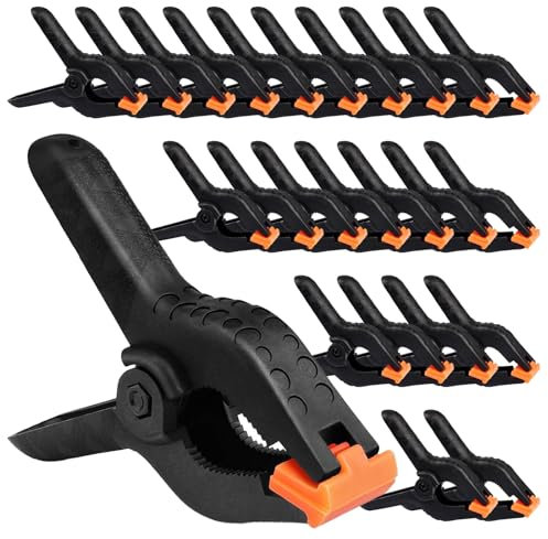 24 mini pinzas negras de nailon de 2 pulgadas y 6,5 mm, pinzas de sujeción pequeñas, de alto rendimiento, para fondos, manualidades, jardín, terraza, estudio fotográfico