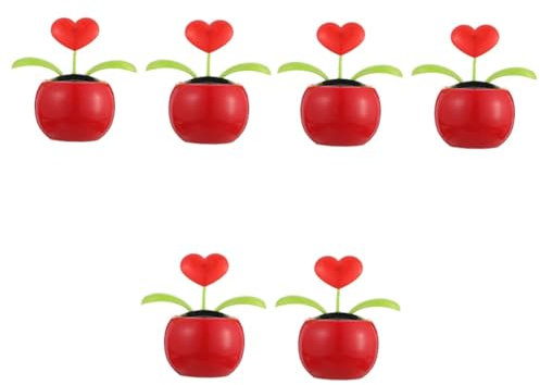 ULTECHNOVO 6 Stk Ornamente Auto- Schwingende Herz-sonnenblume Selbstklebende Wandfliesen Gelb Schuhclips Mit Blauer Schleife Solarwellenfiguren Heimdekoration Desktop-ornament Plastik