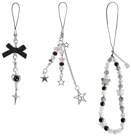 3 Piezas Cadenas De Moda Para Teléfonos Móviles: Simples y Versátiles Con Cuentas y Dijes, Decoraciones Para Cajas De Auriculares