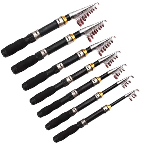 Canne da pesca telescopiche, set portatile con lenza, kit per pesca a mosca, da viaggio, oceano, acqua dolce o salata (1,0 m-2,3 m) (2,3 m)