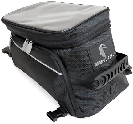 Gray Keeps Motorcycle Tank Bag - Durable Water-Resistant Black Tank Bag with Ample Storage - Charging Cable Access, Non-Scratching Design, Universal Fit - Easy Removal for Adventure and Daily Rides
