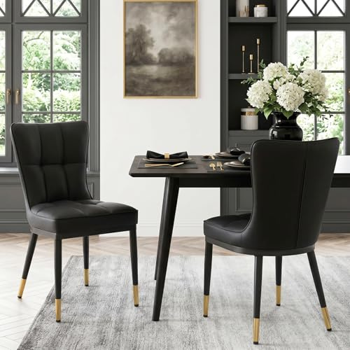 Bekrvio Chaises Salle à Manger Lot de 2 en similicuirportante de 200 kg, Pieds en métal Monobloc avec Dossier, chaises de Cuisine rembourrées légères et luxueuses pour Cuisine