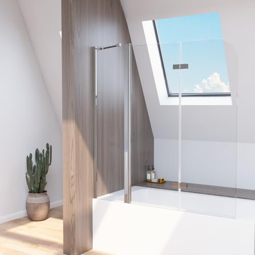 Paroi de douche pour baignoire, paroi de douche, 160 x 140 cm, pliable en 3 parties, pour baignoire, pare-douche, pare-douche, pare-douche, pare-douche, baignoire, verre de sécurité ESG de 6 mm