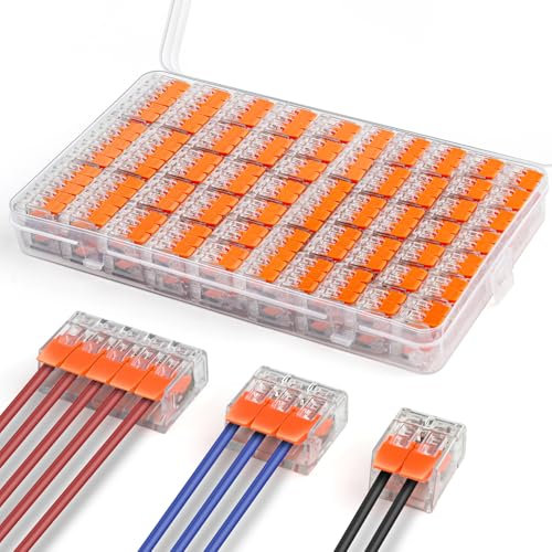NEUTYPECHIC Kabelverbinder Kabelklemmen Elektro, 90 Stück Verbindungsklemmen, 4mm² Leiter LüSterklemmen Aus Feuerfestem Pc Material für 2-3-5 Leiter Elektro Draht Kabelklemmen